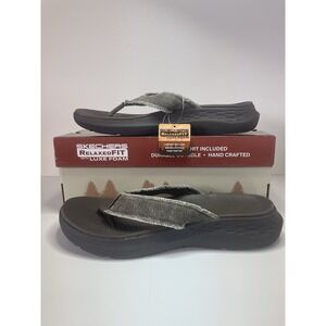 Skechers Luxe Foam Mens Sandals Chocolate Relaxed Fit Vegan Gino Flip Flop Sz 13